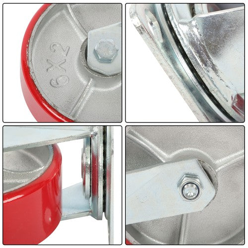 Solid Spare 6" × 2" Tilt Casters Heavy Duty Swivel Caster Wheel 1250 Lbs Industrial Casters