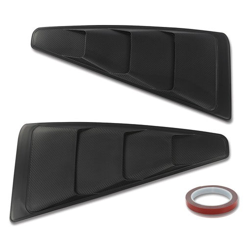 Solid Spare Fit For 05-14 Ford Mustang GT 1/4 Quarter Side Window Louver Cover Carbon Look