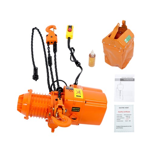 Solid Spare 1 Ton / 2200LBS Electric Chain Hoist w/ 10FT Double Chain Lifting 110V G80