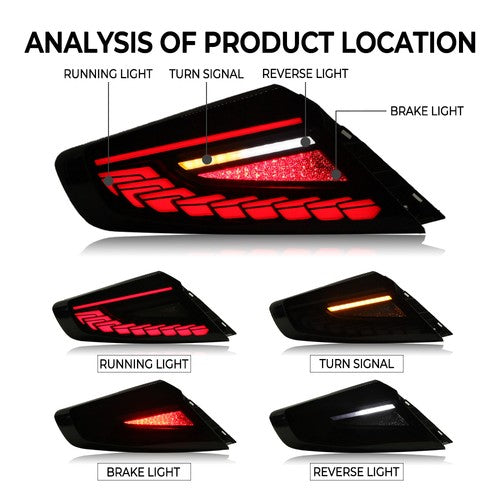 Pair Rear LED Dynamic Tail Lights Clear Lens Red Bar For 2022-2025  Subaru WRX
