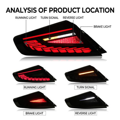 Pair Rear LED Dynamic Tail Lights Clear Lens Red Bar For 2022-2025  Subaru WRX
