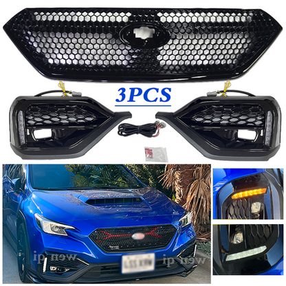 For 2022 2023 Subaru WRX STI LED Turn Signal DRL Fog Bezel Light & Front grille
