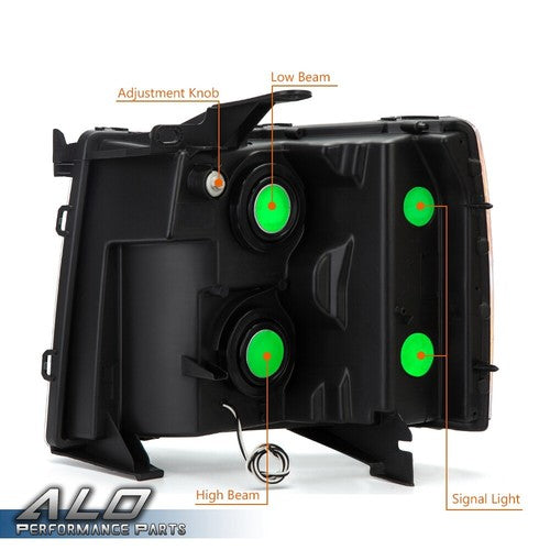 Solid Spare FIT FOR 07-14 CHEVY SILVERADO LED LIGHT DRL CHROME/AMBER CORNER HEADLIGHT