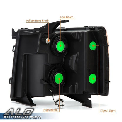 Solid Spare FIT FOR 07-14 CHEVY SILVERADO LED LIGHT DRL CHROME/AMBER CORNER HEADLIGHT