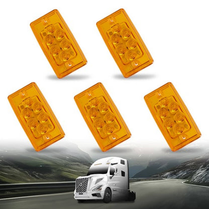 Solid Spare Rectangle Truck Roof Light with Gasket, 6 LED Waterproof Amber Cab Marker Lights