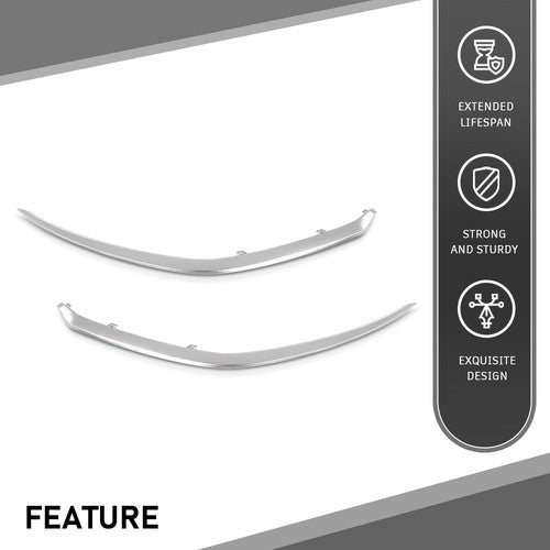 Solid Spare Fit For 2022-2024 Kia Forte Front Bumper Upper Grille Molding Trim Left+Right