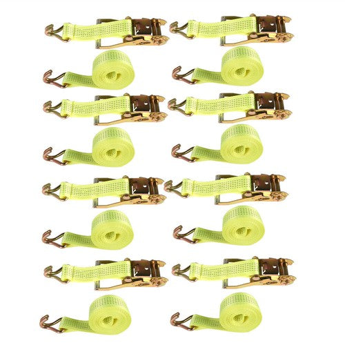 Solid Spare 8-Pcs 2" x 15 Ft Ratchet Straps With J Hook 5000 Lbs Heavy Duty Tie Downs
