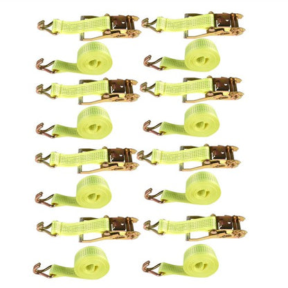 Solid Spare 8-Pcs 2" x 15 Ft Ratchet Straps With J Hook 5000 Lbs Heavy Duty Tie Downs