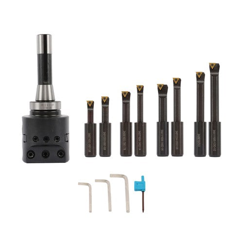 Solid Spare 3" Boring head R8 Shank +TCMT 8pcs Indexable 3/4" Boring Bar Set