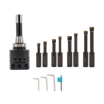 Solid Spare 3" Boring head R8 Shank +TCMT 8pcs Indexable 3/4" Boring Bar Set