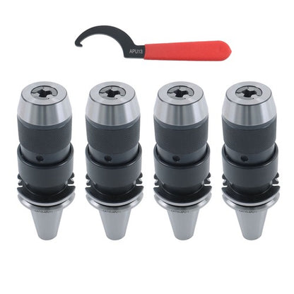 Solid Spare 4pcs CAT40 Collet Chuck CNC Keyless Drill Chuck 1/2'' for HAAS CAT40 APU13