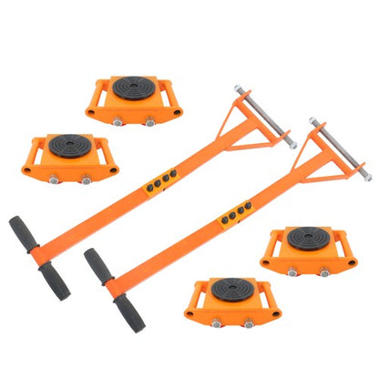 Solid Spare 4 Pcs Machinery Skates Dolly With Handle 360° Rotation 6T/13200Lbs Heavy Duty