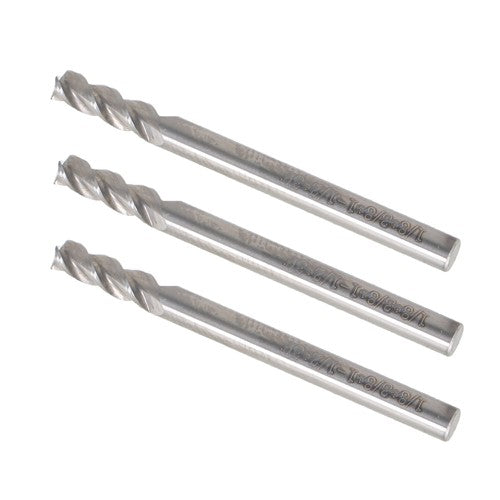 Solid Spare 3Pcs 1/8" 3 Flute Regular Length Carbide End Mill for Aluminum X 3/8" Cut Length