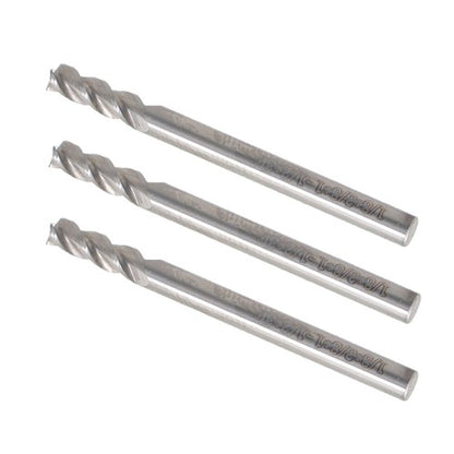 Solid Spare 3Pcs 1/8" 3 Flute Regular Length Carbide End Mill for Aluminum X 3/8" Cut Length