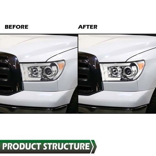 Solid Spare Fit For 07-13 Toyota Tundra 08-17 Sequoia Headlight Headlamp Replacement Lens