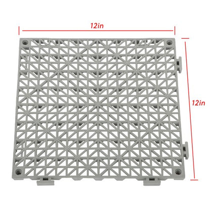 Solid Spare 12x12Inch Interlocking Drainage Floor Tiles Modular Interlocking Tile 55Pcs Gray
