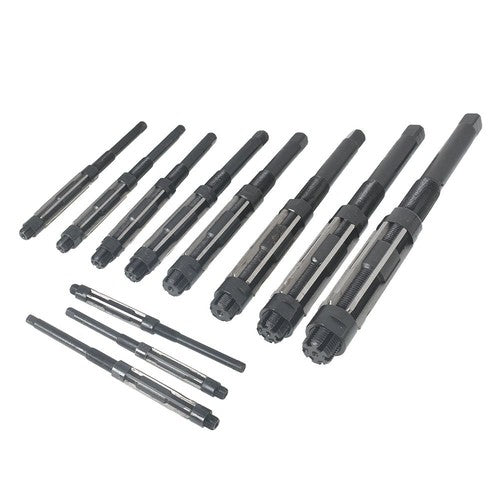 Solid Spare Adjustable 11Pcs Hand Reamers A-K, H4-H14, 15/32 to 1-1/2, HSS 6 Blades