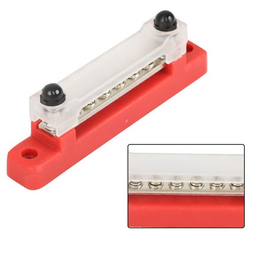 Solid Spare Red & Black Bus Bar Power Distribution Terminal Block 6 Way 48V 150A Busbar NEW