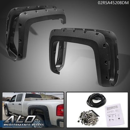 Solid Spare 4pcs Pocket Rivet Wheel Fender Flares Fit For 14-18 Chevy Silverado 6.5'-8' Bed