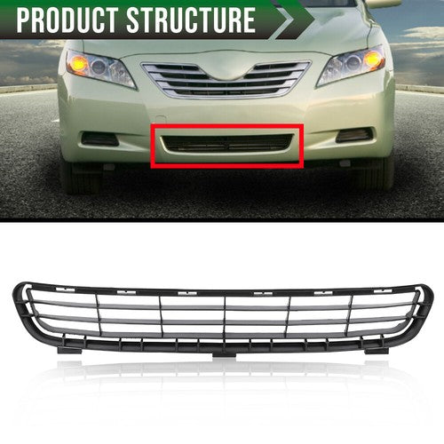 Solid Spare Fit For 2007-2009 Toyota Camry Front Bumper Lower Grille Grill Assembly Black