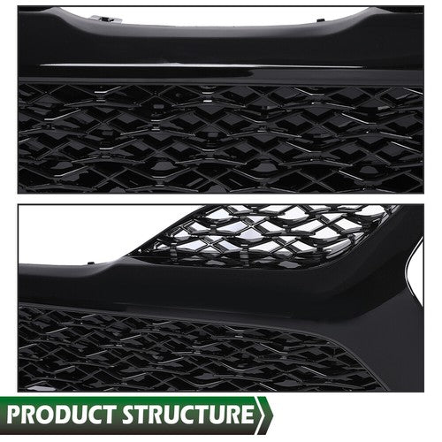Solid Spare Front Bumper Upper + Lower Grille Fit For 2018 2019 2020 Toyota Camry SE XSE