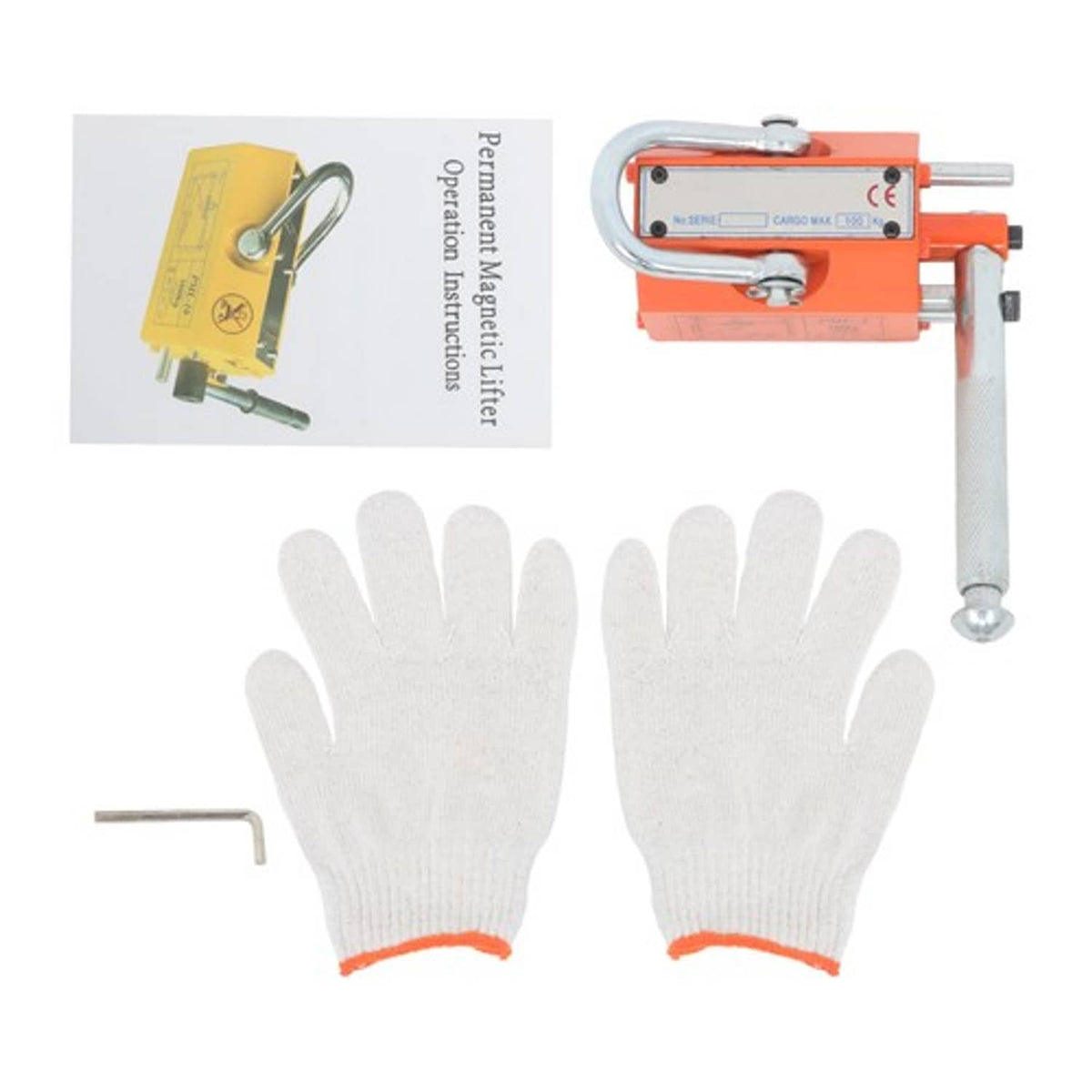 Solid Spare Orange Permanent Magnetic Lifter Hoist 220 lbs/100 kg 2.5 Safety Factor