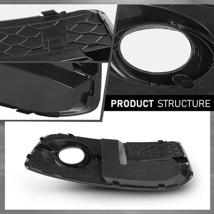Solid Spare For 2009-2012 Audi Q5 Black Front Fog Light Cover Grill W/Chrome W/S-Line Pkg