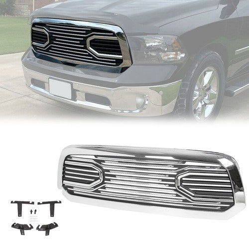Solid Spare For 2013-2018 Dodge Ram 1500 Front Bumper Grille Chrome Grill Big Horn Style