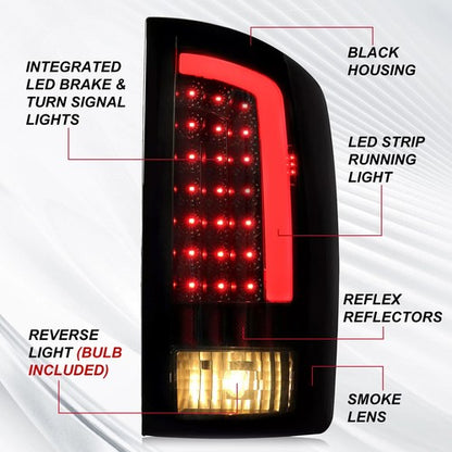 Solid Spare LED Tail Lights For 2002-06 Dodge Ram 1500 2003-2006 Dodge Ram 2500 3500 Pickup
