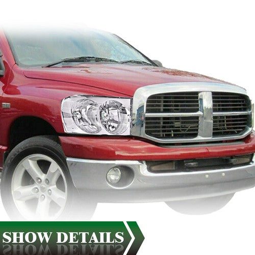 Solid Spare Clear Lens Chrome Housing Headlights Fit For 2002-2005 Dodge Ram 1500 2500 3500
