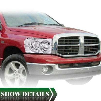 Solid Spare Clear Lens Chrome Housing Headlights Fit For 2002-2005 Dodge Ram 1500 2500 3500