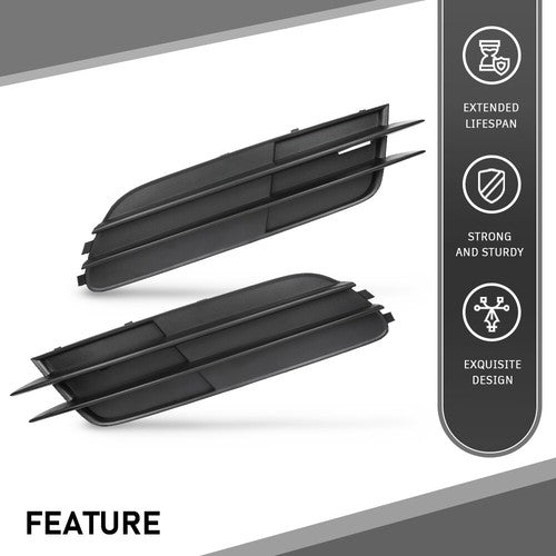 Solid Spare Fit For 12-15 Audi A6/A6 Quattro Front Bumper Insert Fog Light Cover Left+Right
