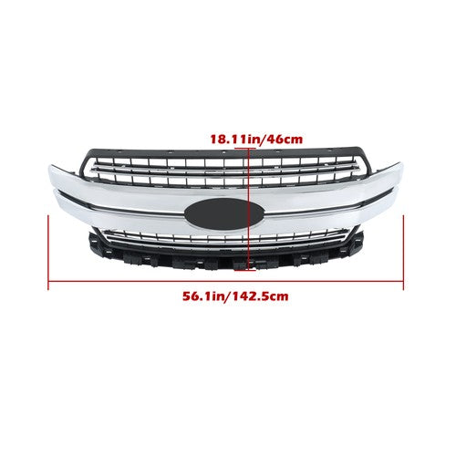 Solid Spare Chrome Front Bumper Grille Grill For Ford F-150 F150 2018-20 Lariat Style
