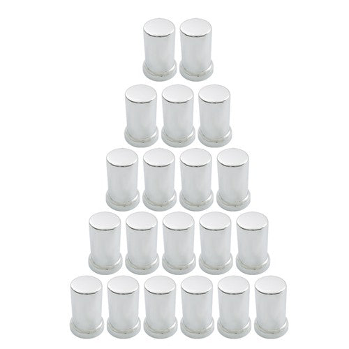 Solid Spare 33mm Lug Nut Covers Chrome Push On Style Plastic Tube Style For Truck 20 PCS