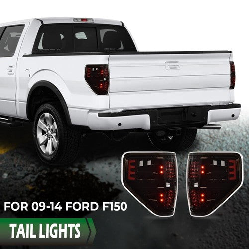 Solid Spare LED Black Tail Lights Rear Brake Lamps Left & Right Fit For 2009-2014 Ford F150