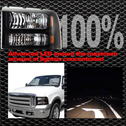 Solid Spare Fit For 05-07 Ford F250 F350 F450 F550 Super Duty Headlights Assembly Left+Right