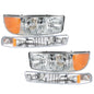 Solid Spare Pair Set For GMC Sierra 1500 1999-2007 Headlight Replacement Halogen Clear Lens