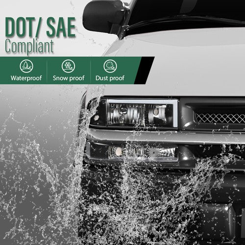 Solid Spare Fit For 1998-2004 Chevy S10 Blazer Clear Corner Black Housing LED DRL Headlights
