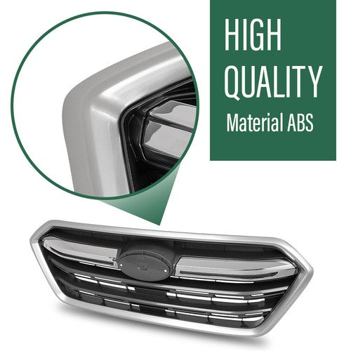 Solid Spare Fit For 2018-2019 Subaru Outback Front Bumper Upper Grille Grill Black Silver