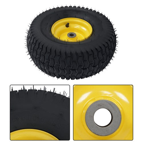 Solid Spare 15x6.00-6 Lawn Mower and Dump Cart Wheel - 3/4 Inch Axle, 3.25 Inch Hub