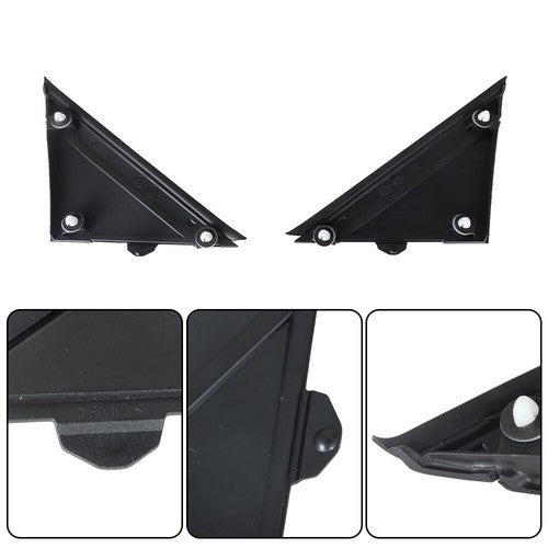 Solid Spare Left & Right Door Mirror Flag Cover Moldings Gloss Black For Fiat 500 2012-2017