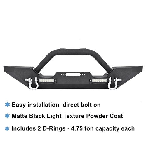 Solid Spare Front Bumper W/ Winch Plate D-Rings Rock Crawler For Jeep Wrangler 87-06 TJ YJ