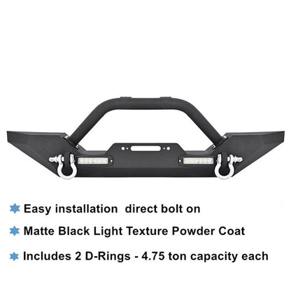 Solid Spare Front Bumper W/ Winch Plate D-Rings Rock Crawler For Jeep Wrangler 87-06 TJ YJ