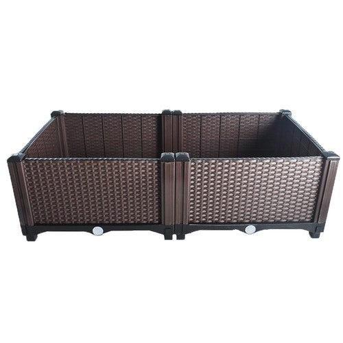 Solid Spare Set of 2 Elevated Plastic Planter Box Elevated Raised Garden Bed Indoor Outdoor