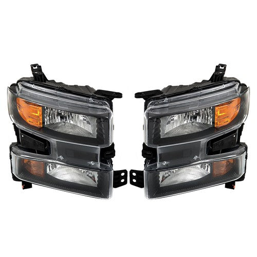Solid Spare Headlights+Red Brake Tail Lights For 2019-2021 Chevy Silverado 1500 Halogen 4PCS