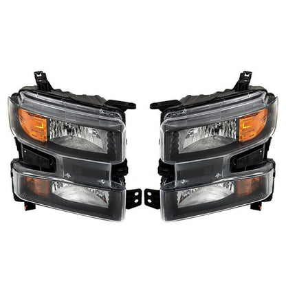 Solid Spare Headlights+Red Brake Tail Lights For 2019-2021 Chevy Silverado 1500 Halogen 4PCS