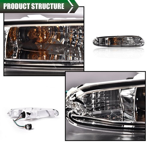 Solid Spare Fit For 1990-1997 Mazda MX-5 Miata Clear Lens Front Bumper Signal Parking Lights