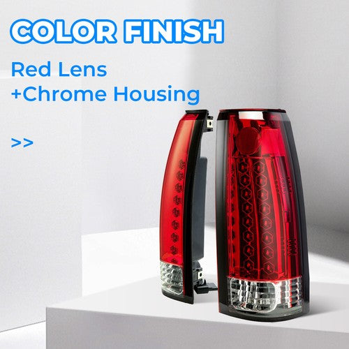Solid Spare Red Pair Tail Lights lamp LED For 1988-1998 Chevy Chevrolet K1500 GMC C1500