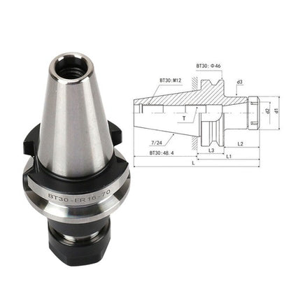Solid Spare 4 Pcs New BT30-ER16 Collet Chuck W. 70mm Gage Length M12 Threads