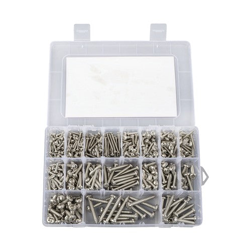 Solid Spare 550Pcs 304 stainless steel wood screws kits #4 #6 #8 #10 #12 countersunk Silver